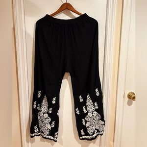 100% Cotton Pants with White Embroidery